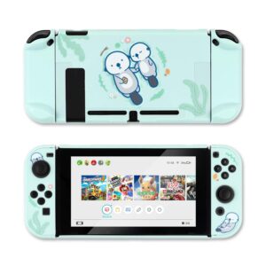 geekshare protective case slim cover case for nintendo switch and joy-con - shock-absorption and anti-scratch (sea otter)