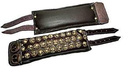 Arts Of India Ghungroo Brown Leather Pad 3 Line Ghungroo Pair (16 NO. GHUNGROO) Big Dancing Bells - Three LINE Brown Leather PAD GHUNGROO Pair (3 LINE)