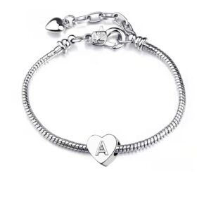 TGLS Women Heart Love Letter K Initial Charm Alphabet Capital Name Beads Compatible With Pandora Charms Bracelets