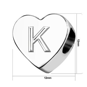 TGLS Women Heart Love Letter K Initial Charm Alphabet Capital Name Beads Compatible With Pandora Charms Bracelets