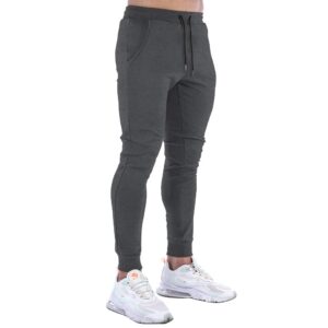 Wangdo Men's Slim Joggers Gym Workout Pants,Sport Training Tapered Sweatpants,Casual Athletics Joggers for Running (Dark Grey-XXL)