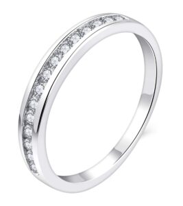 yl stackable rings sterling silver halo cubic zirconia eternity bands jewelry for women-size7