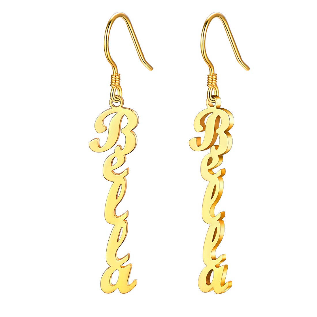 Dangling Earrings for Women Name Plate Jewelry 925 Sterling Silver Gold Plated 18K Drop Earrings Custom with Your Name Date Letters on It