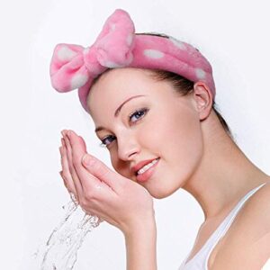 Casoty 6 Pcs Spa Soft Coral Fleece Bow-Style Headbands for Makeup, Face Washing, Shower, Skin Care, and Yoga