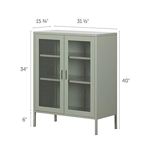 South Shore Crea Metal Mesh 2-Door Accent Cabinet, Sage Green