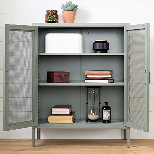 South Shore Crea Metal Mesh 2-Door Accent Cabinet, Sage Green