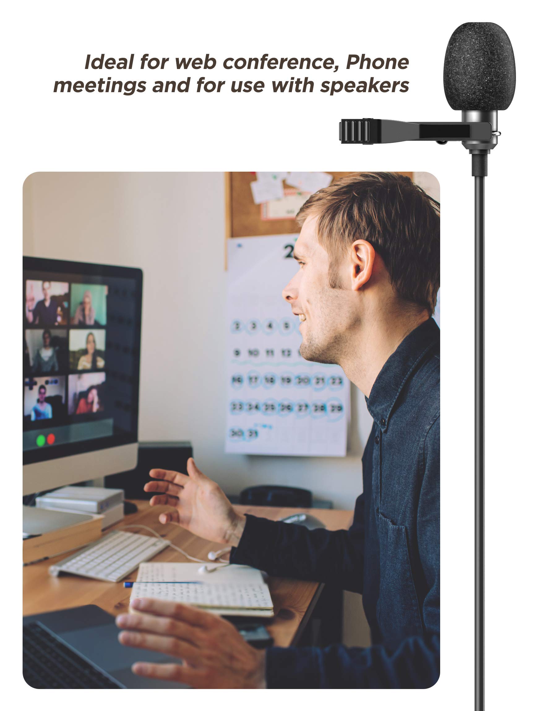 GALVANOX USB-C Microphone, Clip On Lavalier Omnidirectional Mic (Lightning)