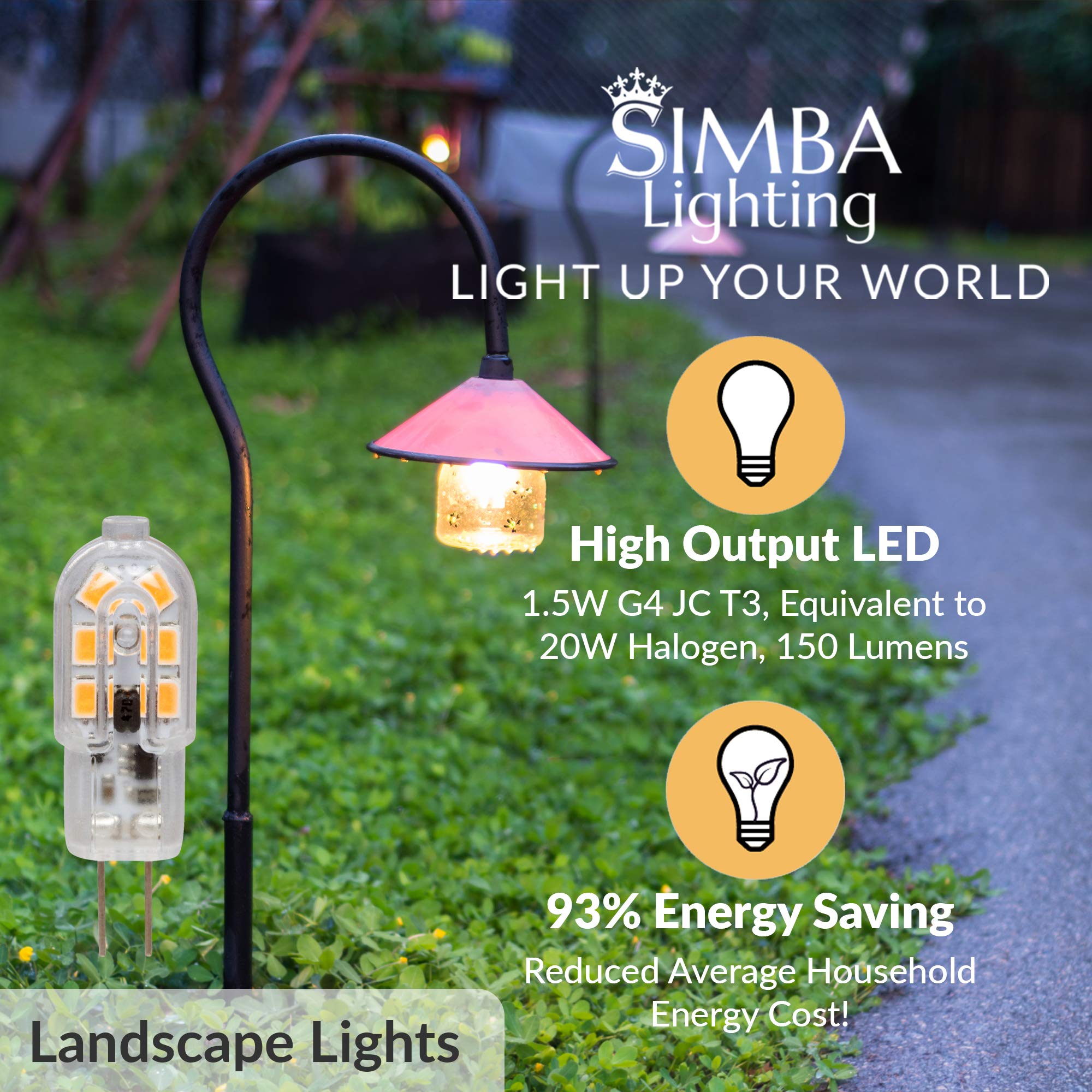 Simba Lighting LED G4 Bulb (5 Pack) 1.5W T4 20W Halogen Replacement 12V AC/DC JC Bi-Pin Base for Accent Lights, Under Cabinet Puck Light, Chandeliers, Track Lighting, Non-Dimmable, Soft White 3000K