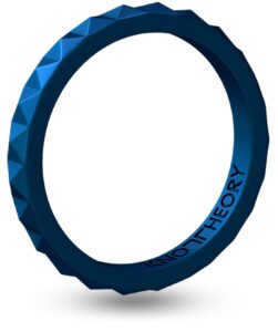 knot theory sapphire blue thin stackable silicone ring - 2mm slim wedding band size 6