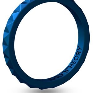 Knot Theory Sapphire Blue Thin Stackable Silicone Ring - 2mm Slim Wedding Band Size 6