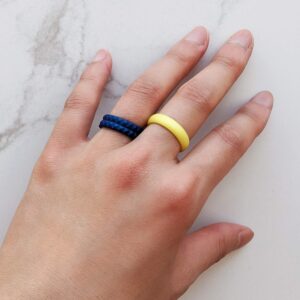 Knot Theory Sapphire Blue Thin Stackable Silicone Ring - 2mm Slim Wedding Band Size 6