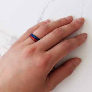 Knot Theory Sapphire Blue Thin Stackable Silicone Ring - 2mm Slim Wedding Band Size 6