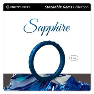 Knot Theory Sapphire Blue Thin Stackable Silicone Ring - 2mm Slim Wedding Band Size 6