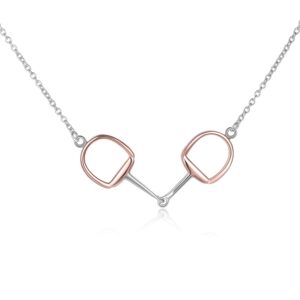 HUKKUN Horse Necklace 925 Sterling Silver Horseshoe Snaffle Pendant Necklace ▏Horse Gift for Women (Rose Gold&Silver)