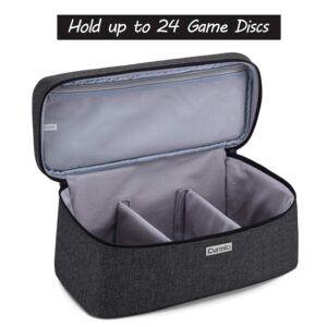 CURMIO Game Disc Storage Bag for up to 24 Discs, Universal Portable Gaming Disk Carrying Case Compatible for PS4/PS4 Pro/PS3/PS5/Xbox One/Xbox Series X/S, Black