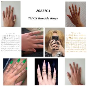 JOERICA 70PCS Knuckle Rings for Women Stackable Joint Midi Finger Ring Set Silver Tone