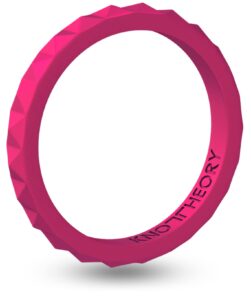 knot theory tourmaline pink thin stackable silicone ring - 2mm slim wedding band size 6