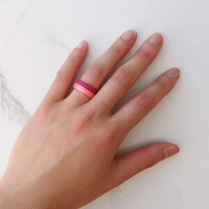 Knot Theory Tourmaline Pink Thin Stackable Silicone Ring - 2mm Slim Wedding Band Size 6