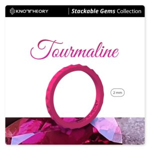 Knot Theory Tourmaline Pink Thin Stackable Silicone Ring - 2mm Slim Wedding Band Size 6