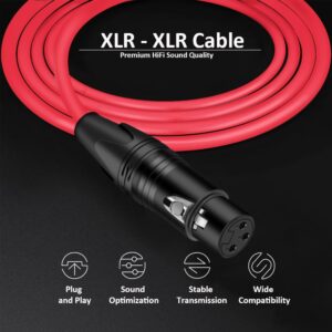 DREMAKE XLR Instrument Microphone Audio Extension Cord 25FT Balanced 3 Pin XLR Male to XLR Female Mic Cable - Red