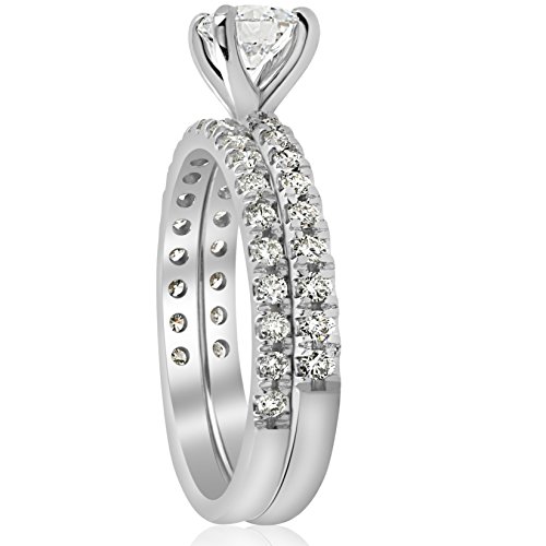 1 ct Diamond Engagement Wedding Ring French Pave Set 14k White Gold - Size 9