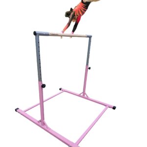 ProGymnastics Horizontal Bar Gymnastics 3' to 5' Kip Junior Sturdy Adjustable Bars Teenagers Pink