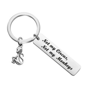 wsnang funny monkey keychain not my circus not my monkeys keychain retirement gift for employees colleague social worker going away gift (monkey keychain)