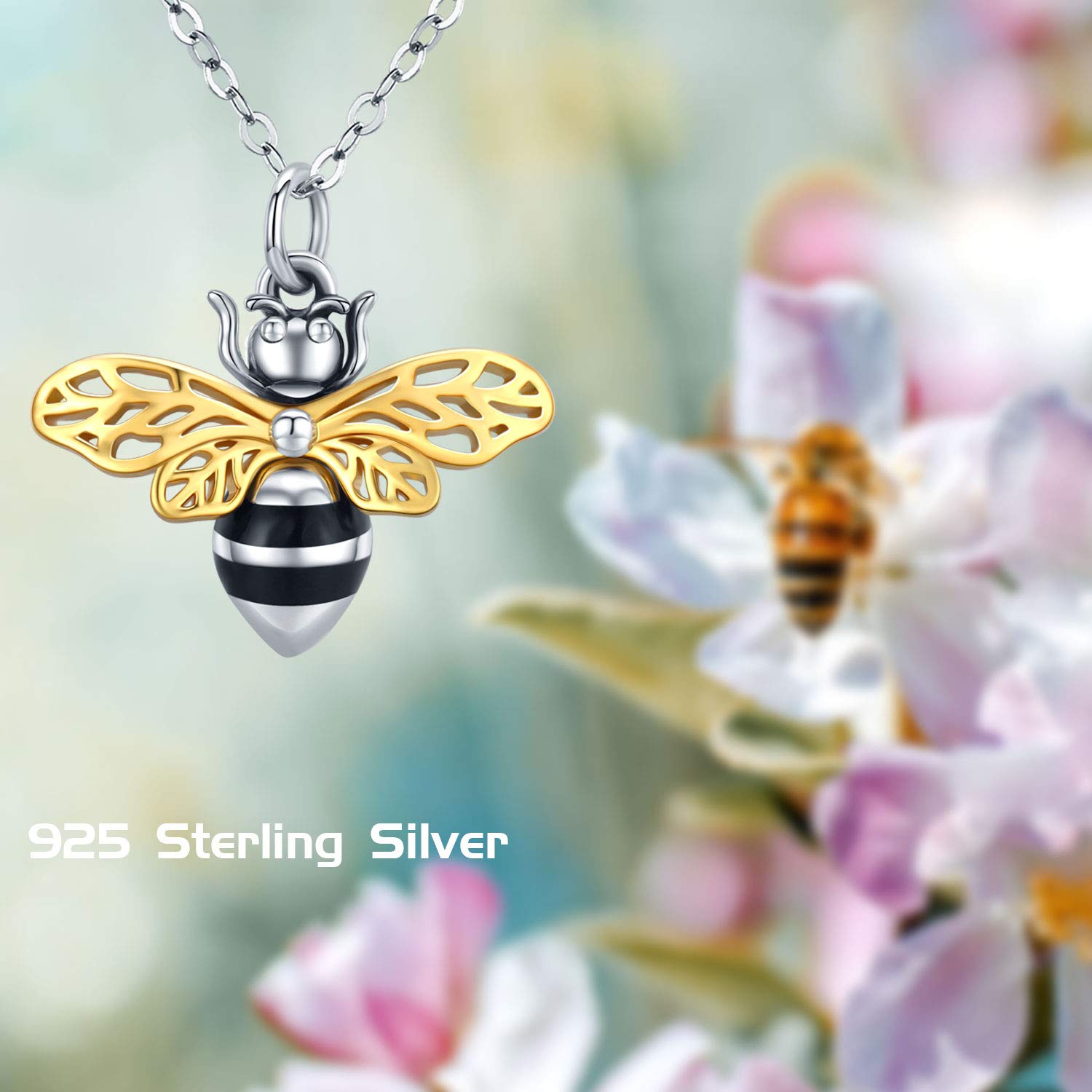 TRISHULA Cremation Jewelry 925 Sterling Silver Bee Pendant keepsake Urn necklaces for Women