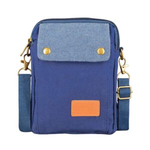 Canvas Small Crossbody Bags Cell Phone Purse Wallet Pouch Bag with Roomy Pockets for Women Teen Girls (Blue)