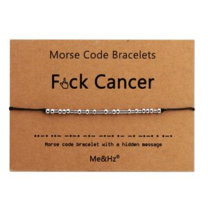 Fuck Cancer Morse Code Bracelet Stainless Steel Unique Cancer Patient Survivor Cheer Up Uplifting Inspirational Encouragement Gift ID Bracelet for Women Men Mother Wife Grandma