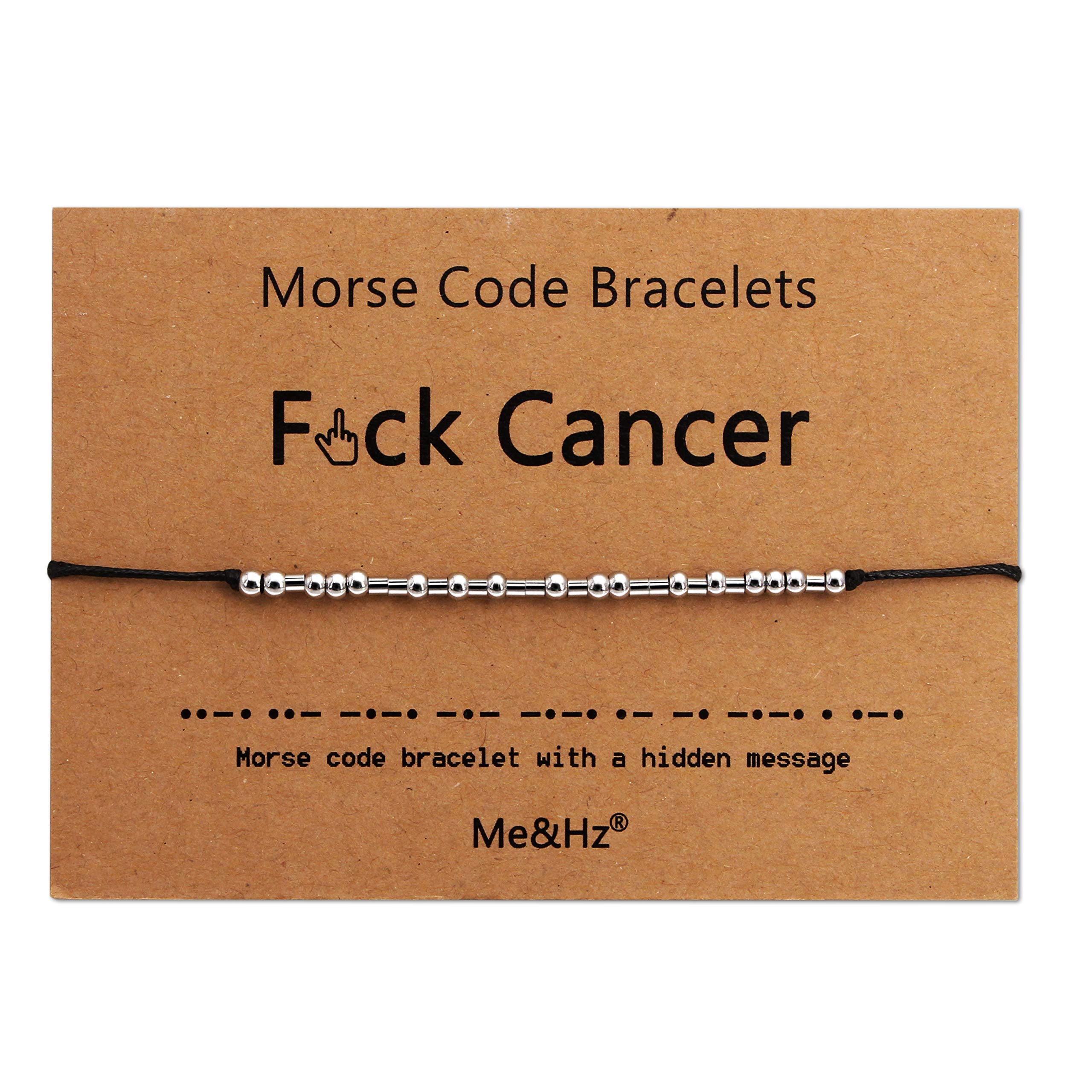 Fuck Cancer Morse Code Bracelet Stainless Steel Unique Cancer Patient Survivor Cheer Up Uplifting Inspirational Encouragement Gift ID Bracelet for Women Men Mother Wife Grandma