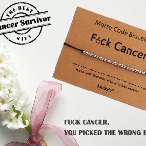 Fuck Cancer Morse Code Bracelet Stainless Steel Unique Cancer Patient Survivor Cheer Up Uplifting Inspirational Encouragement Gift ID Bracelet for Women Men Mother Wife Grandma