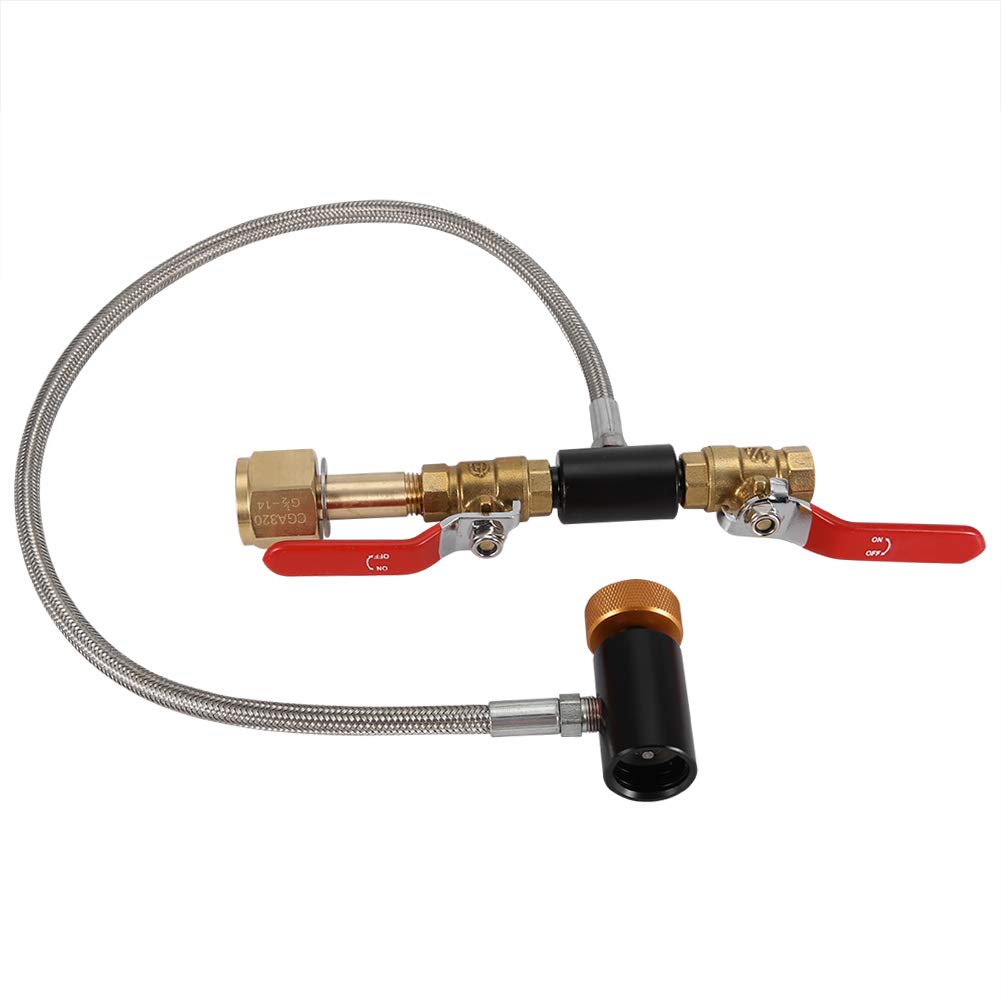 CO2 Refill Adapter with Hose,G1/2 CO2 Cylinder Refill Adapter with Hose For Filling 24" without Gauge,With 2 turn on/off valves, (24" without Gauge)