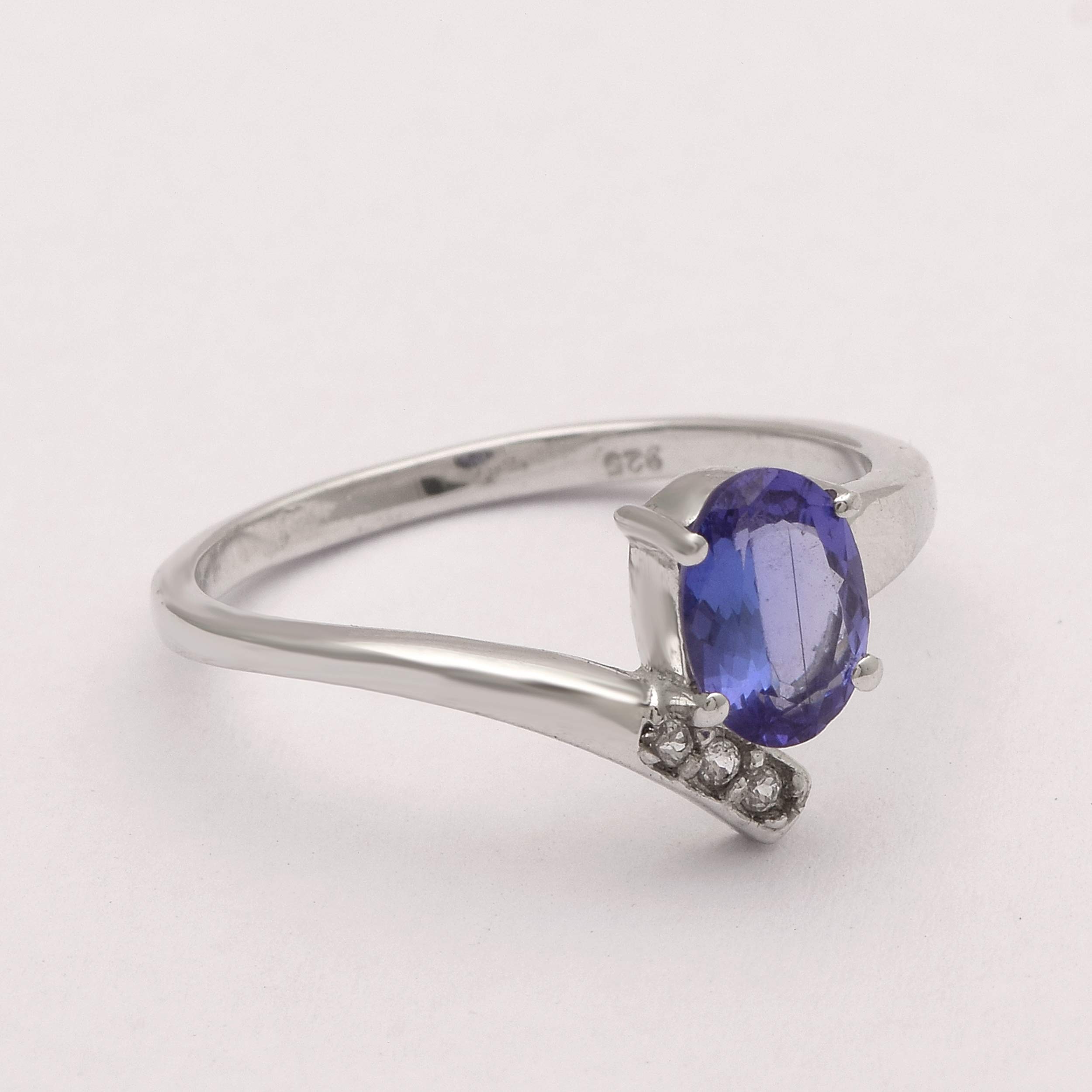 Shine Jewel Solitaire Oval 1.50 Ctw Tanzanite Gemstone 925 Sterling Silver Stackable Ring (7)