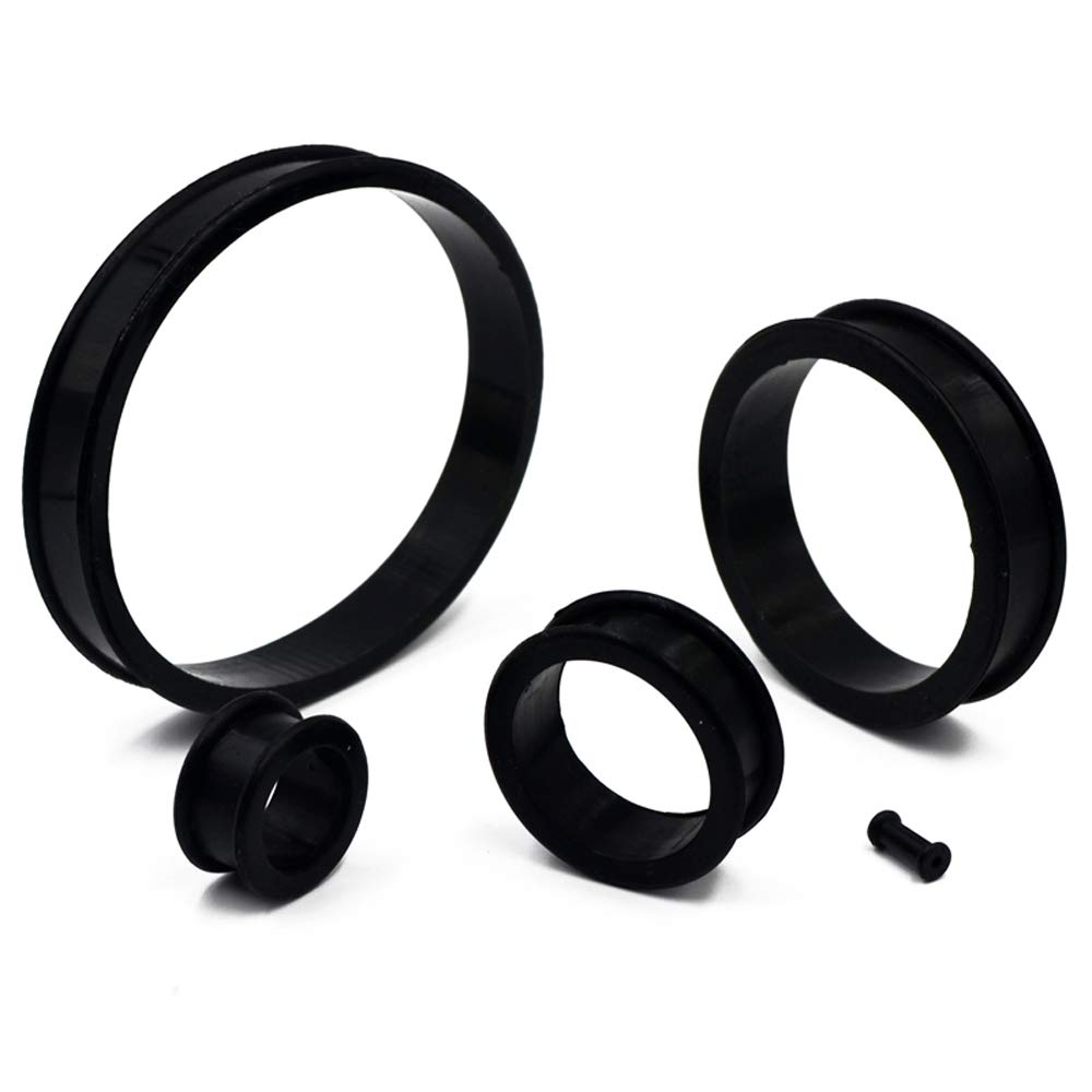 Pair Supersize Flexible Silicone Double Flared Ear Tunnel Plug Ear Piercing Flesh Tunnel Ear Gauge Expander Stretchers Piercing 3mm-76mm (One Pair Black;2-1/4''(57mm))