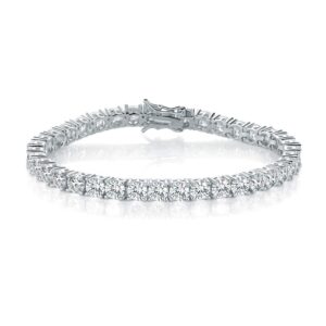 MDFUN Tennis Bracelet for Women and Men 3mm Cubic Zirconia 18K White Gold Plated Size 7.5 inches