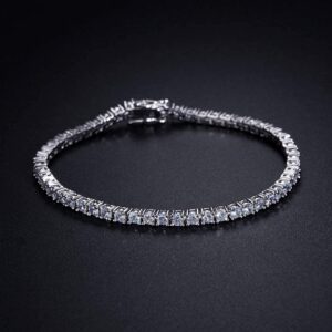 MDFUN Tennis Bracelet for Women and Men 3mm Cubic Zirconia 18K White Gold Plated Size 7.5 inches