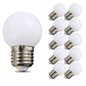 Night Light Bulb 1 Watt LED Low Watt Bulbs E26 E27 Standard Base Daylight White 6000K Not Dimmable G45 Energy Saving Light Bulbs 10W Equivalent for Home Bedroom Courtyard Garden 10Pack