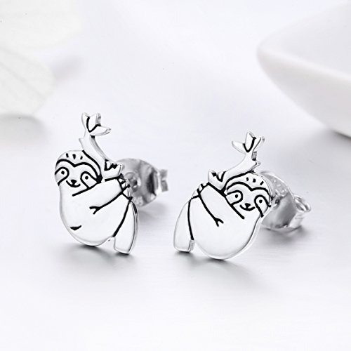 Sterling Silver Sloth Earrings Hypoallergenic Animal Earrings for Women Sloth Gifts