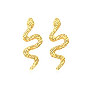 vivid snake earrings women 18k gold plated stainless steel dangle earring (gold)