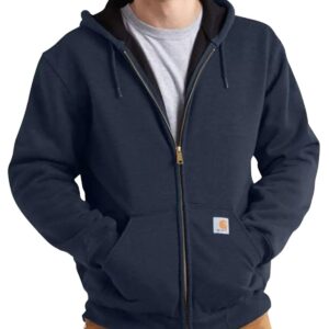 Carhartt Men's Rain Defender Loose Fit Midweight Thermal-Lined Full-Zip Sweatshirt, New Navy, Large