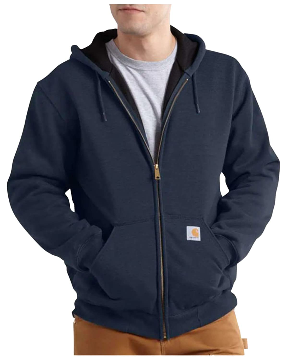 Carhartt Men's Rain Defender Loose Fit Midweight Thermal-Lined Full-Zip Sweatshirt, New Navy, Large