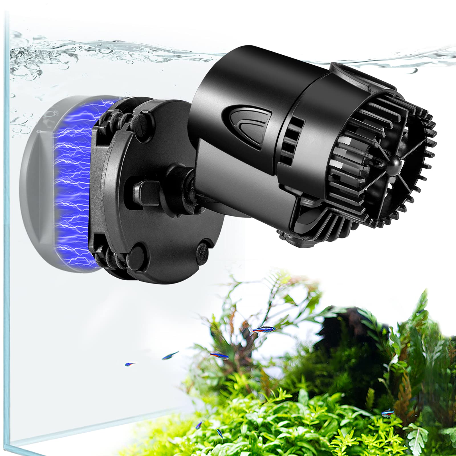 AQQA Wave Maker Pump, 530GPH Aquarium Circulation Pump 360 Degree Rotatable Submersible Powerhead Pump with Magnet Suction Base for Marine and Freshwater Aquariums（3W)