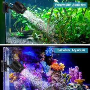 AQQA Wave Maker Pump, 530GPH Aquarium Circulation Pump 360 Degree Rotatable Submersible Powerhead Pump with Magnet Suction Base for Marine and Freshwater Aquariums（3W)