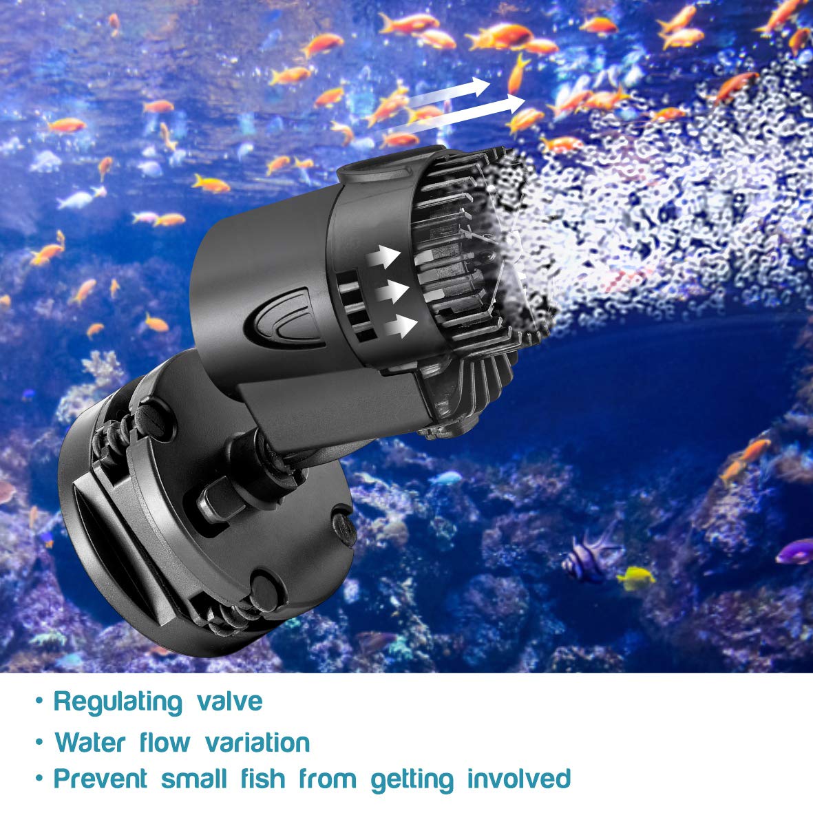 AQQA Wave Maker Pump, 530GPH Aquarium Circulation Pump 360 Degree Rotatable Submersible Powerhead Pump with Magnet Suction Base for Marine and Freshwater Aquariums（3W)