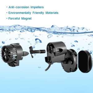 AQQA Wave Maker Pump, 530GPH Aquarium Circulation Pump 360 Degree Rotatable Submersible Powerhead Pump with Magnet Suction Base for Marine and Freshwater Aquariums（3W)