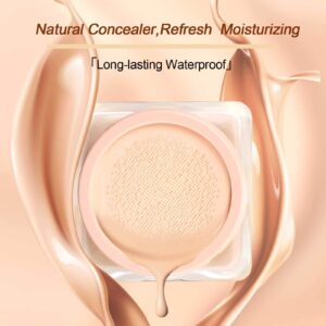 Air Cushion CC Cream Liquid Mushroom BB Foundation Weightlight Color Brighten Face Tones Moisturizer Primer Hides Face Pores for Girls Dry Skin with Makeup Sponge (13g)