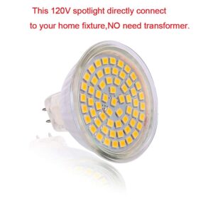 ukzboss MR16 120V 5W led spot Light Bulb GU5.3 Base 110V 130V led Light lamp Bulb 2800-3000K Warm White Soft White Equivalent to 50W Halogen Bulb for Landscape Flood Track Lighting (Warm White 6PCS)