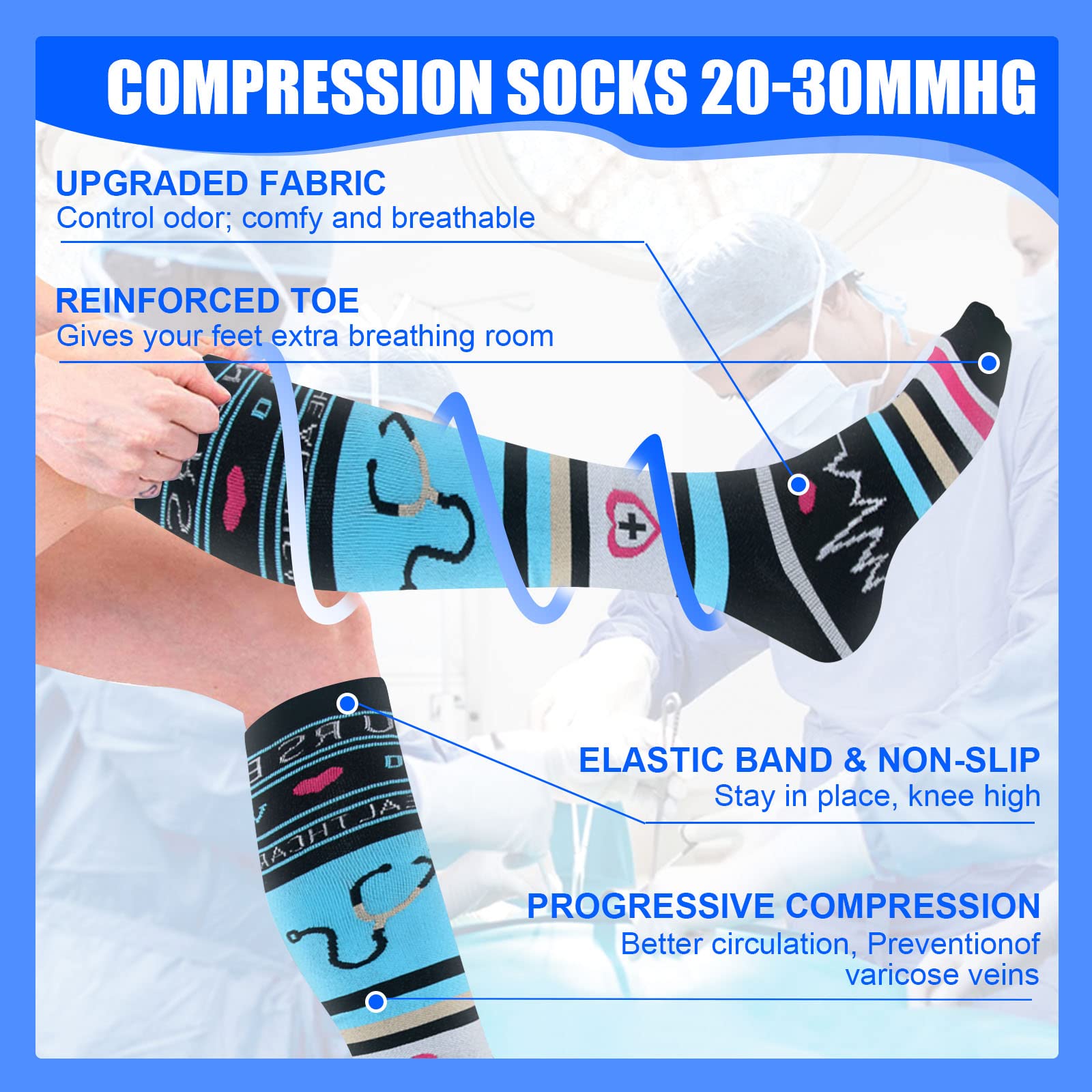 HLTPRO 4 Pairs Compression Socks for Women & Men - Best Support for Medical, Circulation, Nurses, Running, Travel