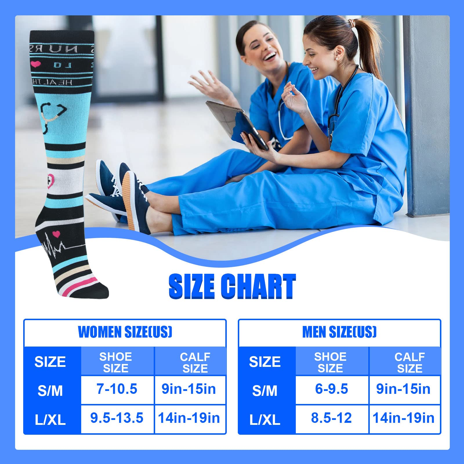 HLTPRO 4 Pairs Compression Socks for Women & Men - Best Support for Medical, Circulation, Nurses, Running, Travel